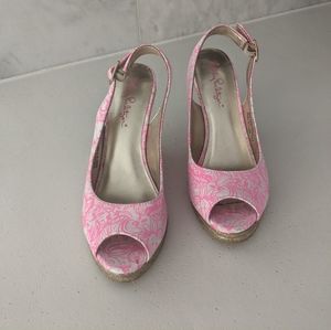 Lily Pulitzer Pink Floral Wedge Shoes
